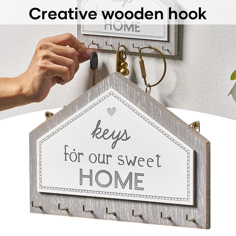 

Wooden Wall Key Hanger Coat Hook Hanger Art Wooden Sign Coat Hook Home Space Saving Bedroom Door Room Decorative Shelf PI669