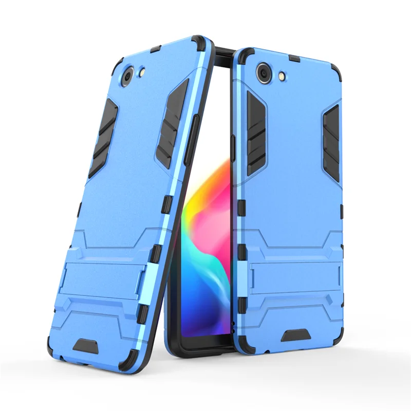 

Anti Shock Proof Case For OPPO R15 A73S A5 F9 R17 pro K1 A7 F11 PRO Reno Reno Z Phone Case PC+Silicone Iron Man Kickstand Cover