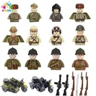 Детские игрушки, 2 мировая война, военные фигурки, строительные блоки, 4-сторонняя печать, американские французские солдаты, мотоцикл, кирпичи, игрушки для детей