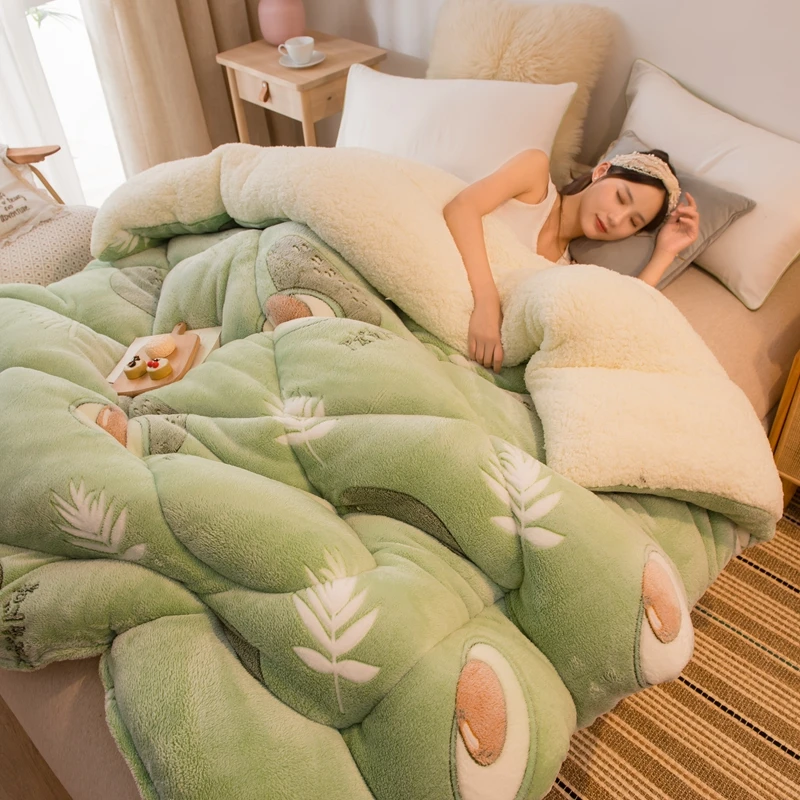 Теплое мягкое одеяло с авокадо Снежный Бархат Кашемировое флисовое двойное