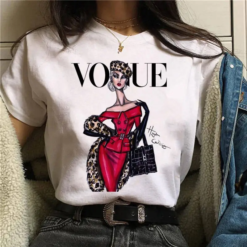 Футболка Vogue принцесса Harajuku Графический для женщин Ullzang летние 90s футболка модный