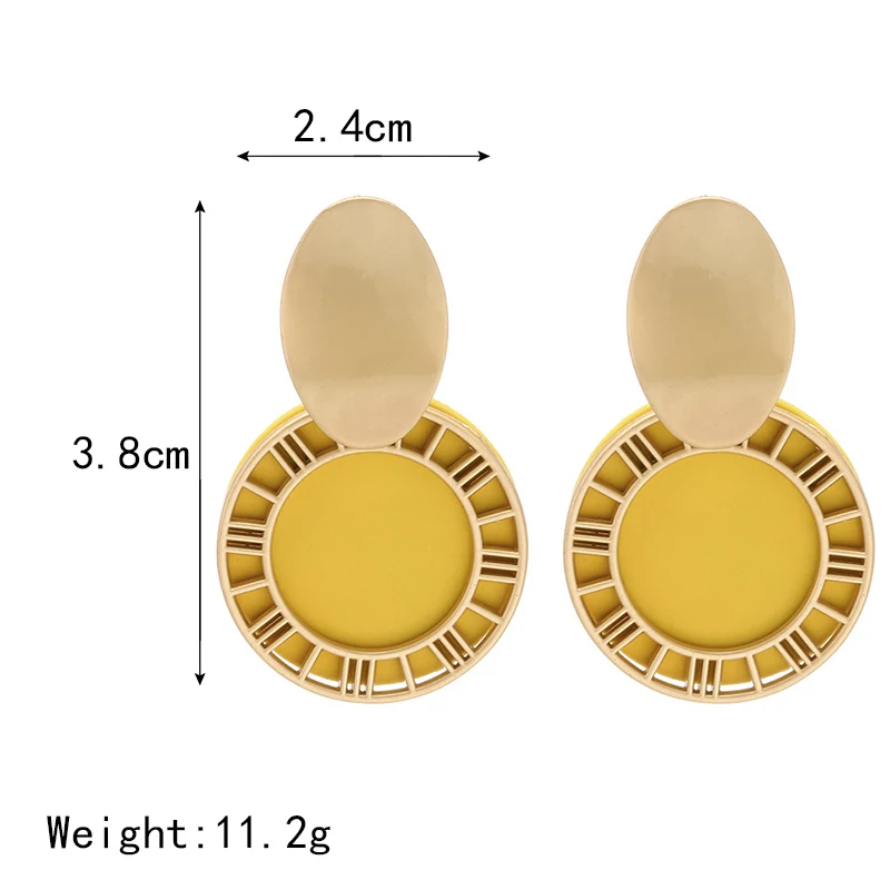 2019 новые корейские полые римские серьги цифры круглые желтые Висячие для женщин