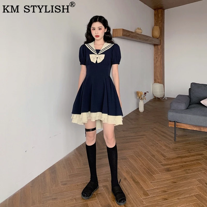 Женские японские платья для девочек школьная форма цельнокроеное платье