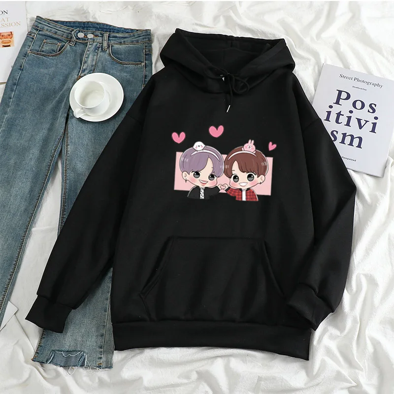 

Women Cartoon Lovers Head Print Graphic Fanart Ulzzang Sweatshirt Harajuku Sweatsuit Oversize Sport Streetwear Large Size Hoodie