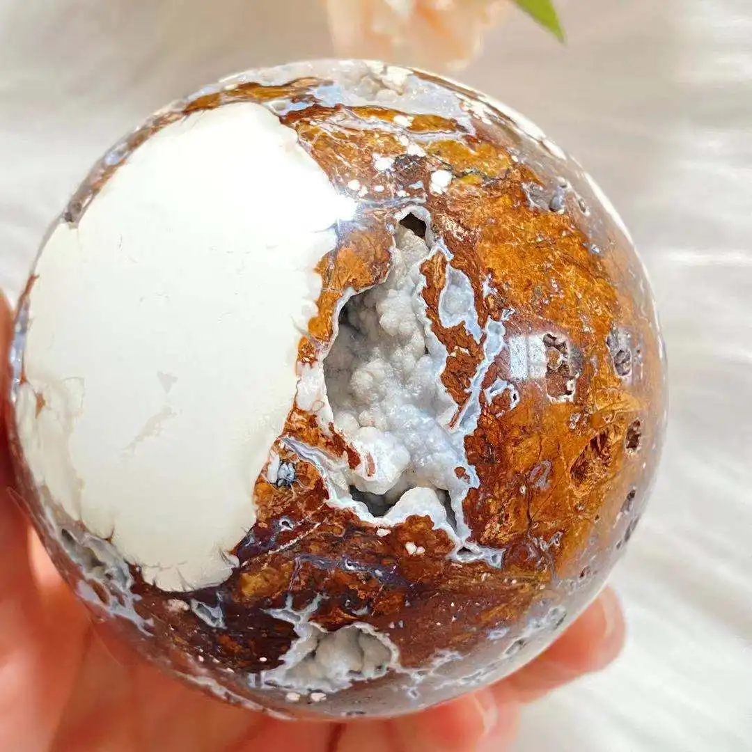 

Natural magnesite crystal quartz energy ball Reiki healing