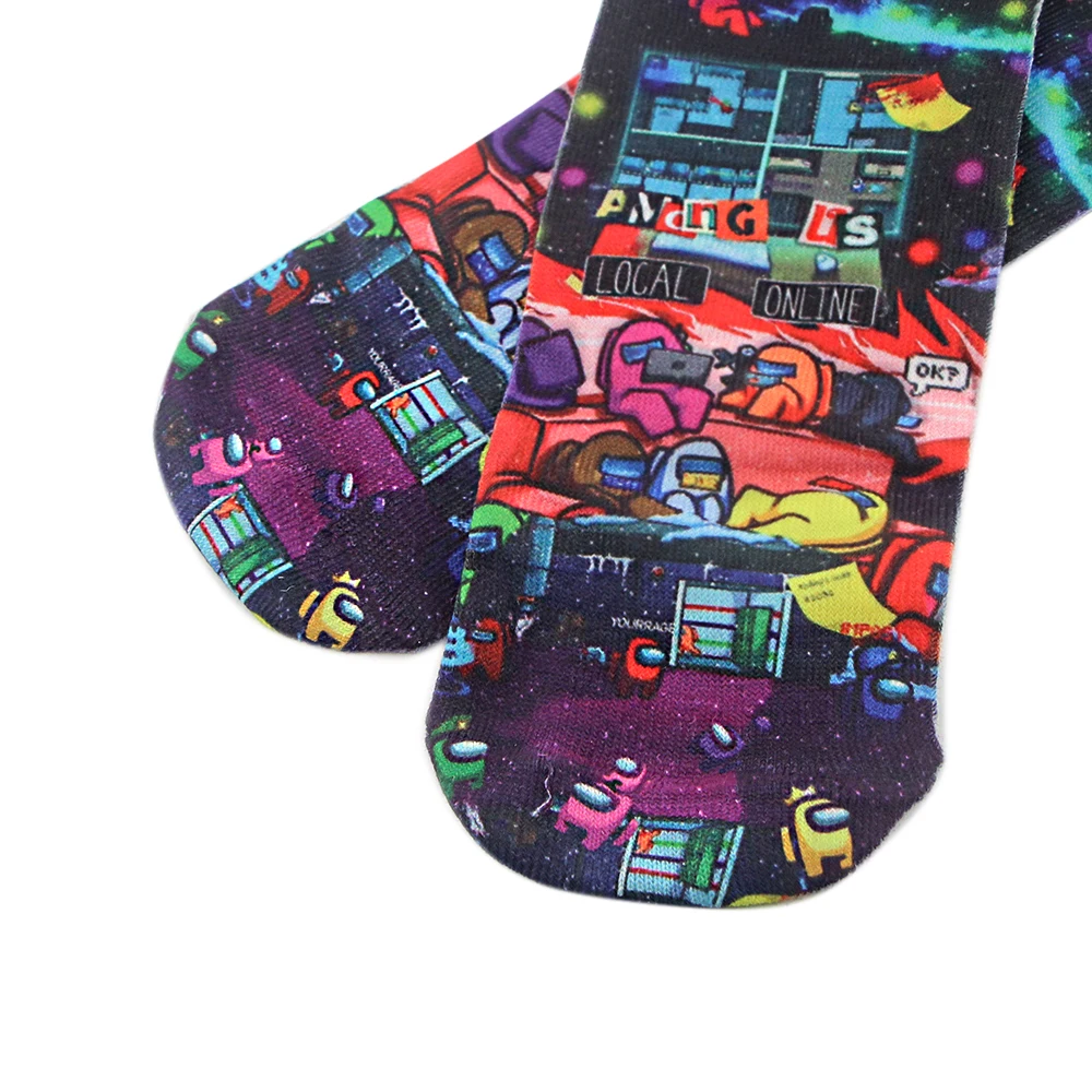 SP775 1 Pair Game Astronaut Cartoon Short Socks Fashion Ankle Casual Colorful Skateboard Happy Socks Friends Cosplay Gift