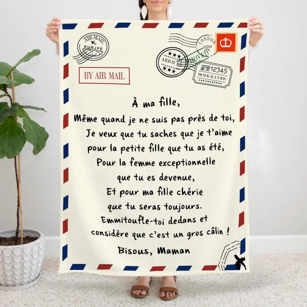 

Mother's Letter To Daughter Expressing Love Blankets Flannel Spring/Autumn Soft Throw Blanket for Sofa Couch Bedding Throws