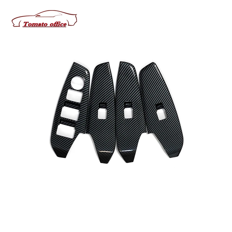 

ABS Carbon Car Door Window glass Lift Control Switch Panel Cover Trim Sticker Styling for Mazda 3 Axela 2017 2018 Accessories