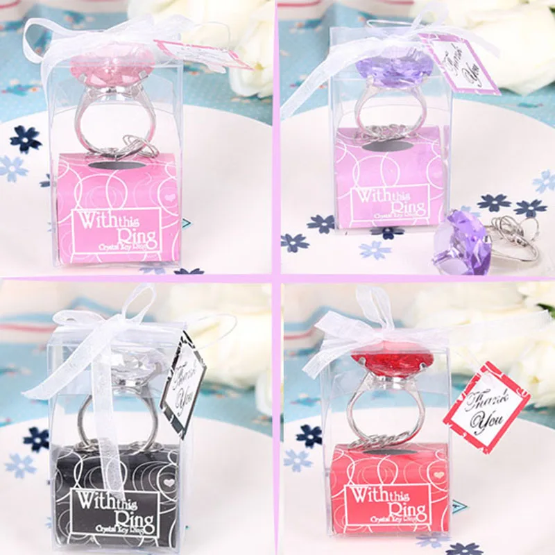 4 цвета практичное обручальное кольцо с искусственным кристаллом брелок