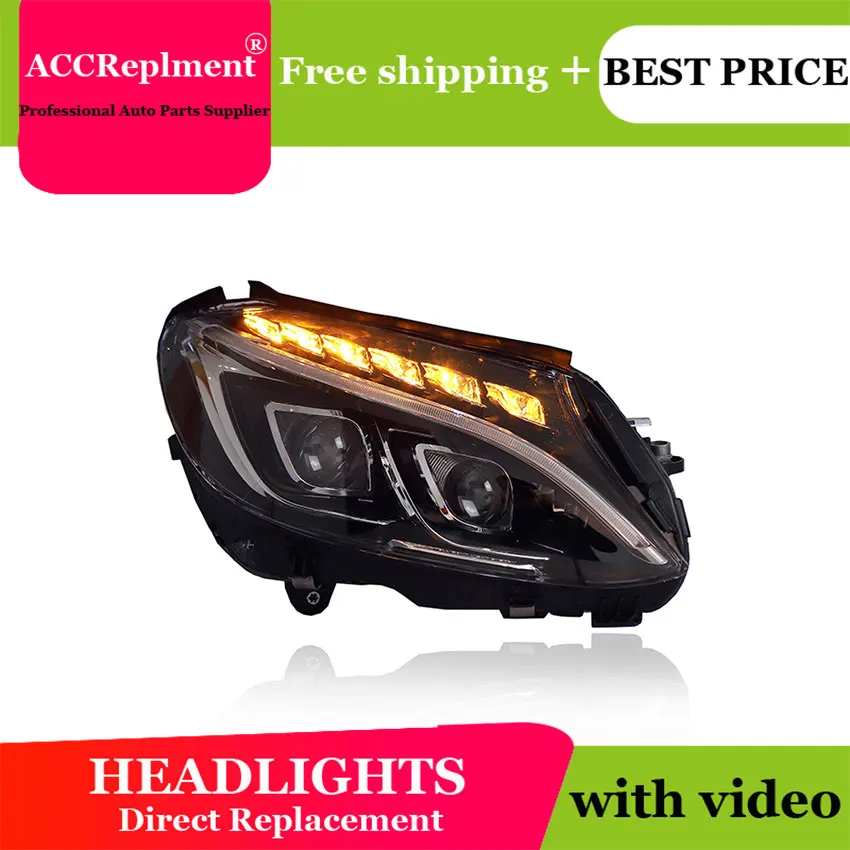 

AUTO.PRO headlights for Benz C-Class W205 15-18 car styling bi xenon lens LED light guide DRL H7 xenon headlamps for Benz W205