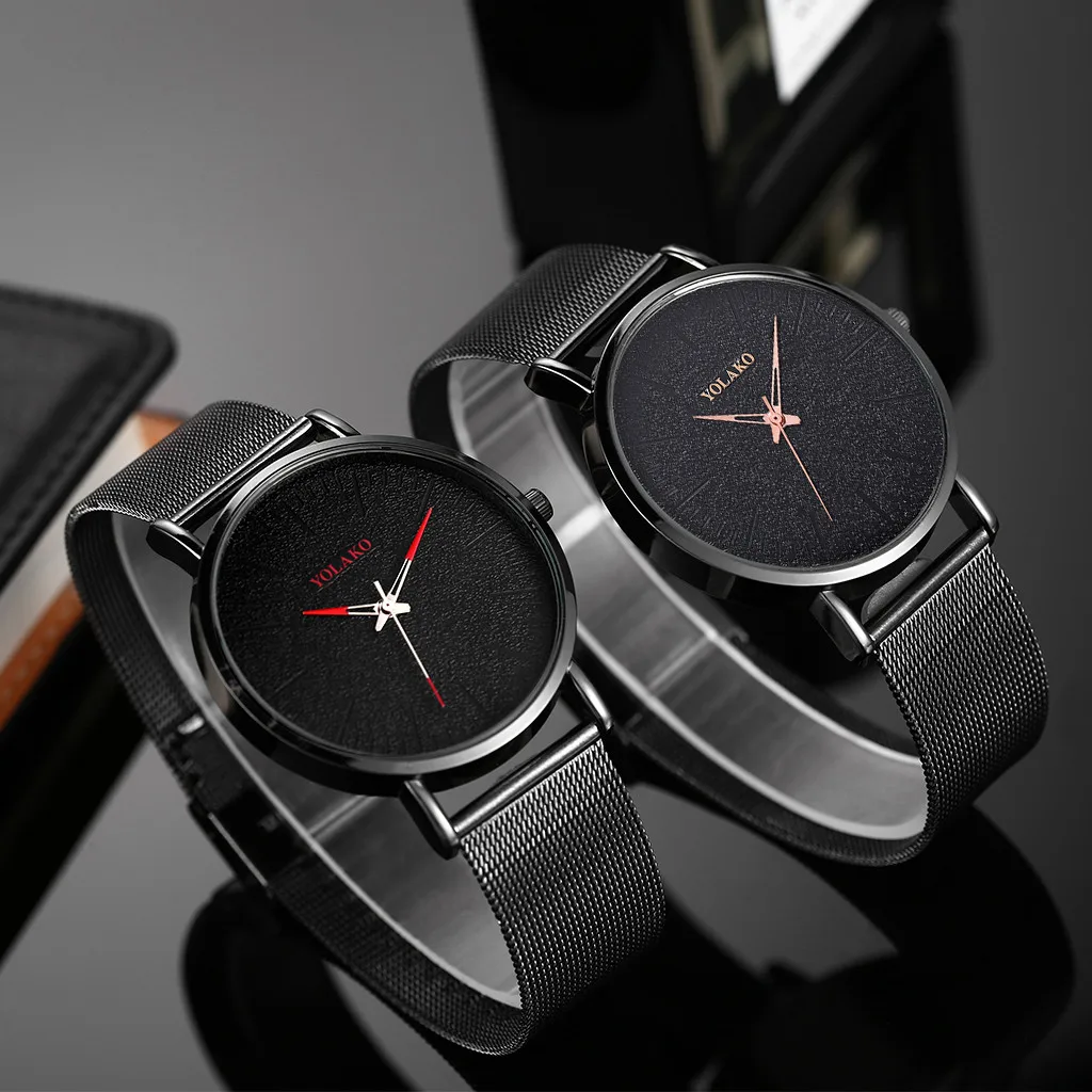 

YOLAKO Fashion Simple Brand Men Watch Ultra-thin Alloy Mesh Belt Frosted Three-needle Business Mens Clock Quartz Wrist Watches