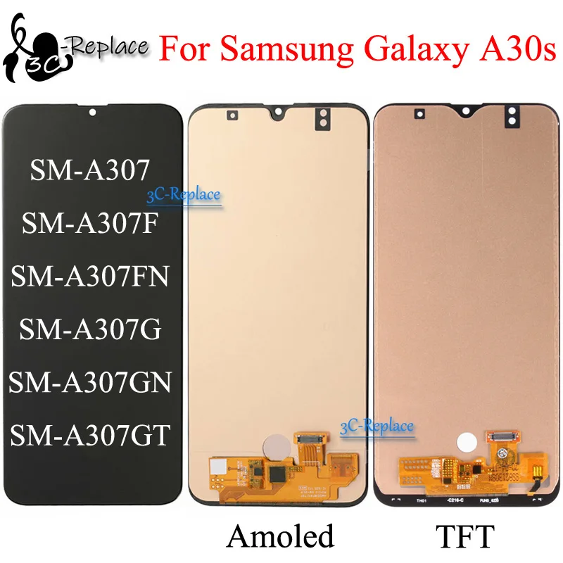 Оригинальный AMOLED TFT для Samsung Galaxy A30s A307 глобальная стандартная деталь ЖК дисплей
