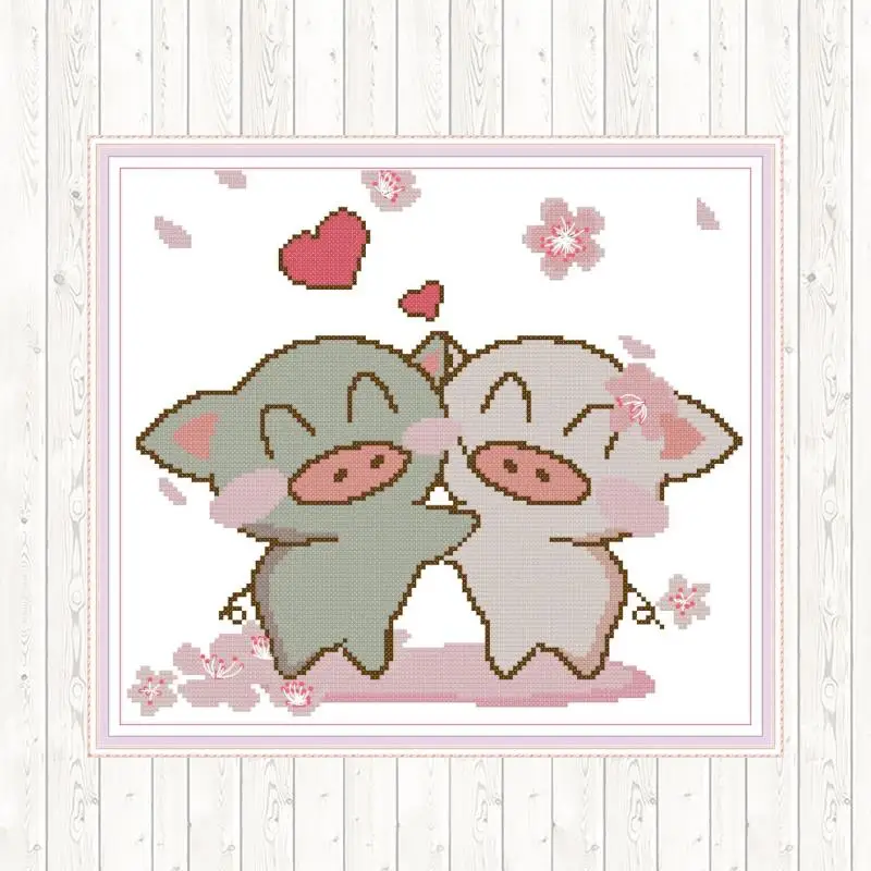 Набор для вышивки парной свиньи крестиком из хлопчатобумажной ткани DMC 14 карат 11 |