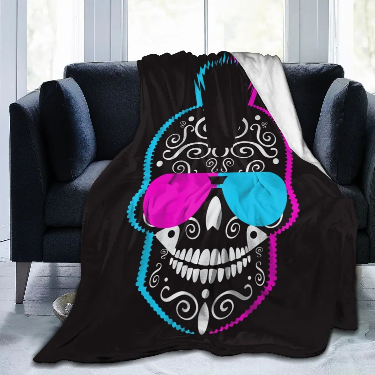 

Hiphop Skull Design Soft Blankets For Bed Couch Sofa All Season Warm Flower Fleece Blanket Throw Dropship Wholesale Throw