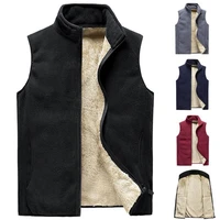 mens vest sleeveless cardigan plus velvet warm solid color fall waistcoat large size vests for work