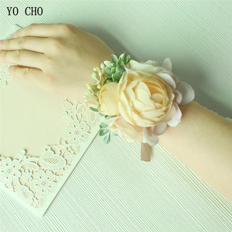 Бутоньерка на запястье из высококачественного шелка искусственная Роза брошь