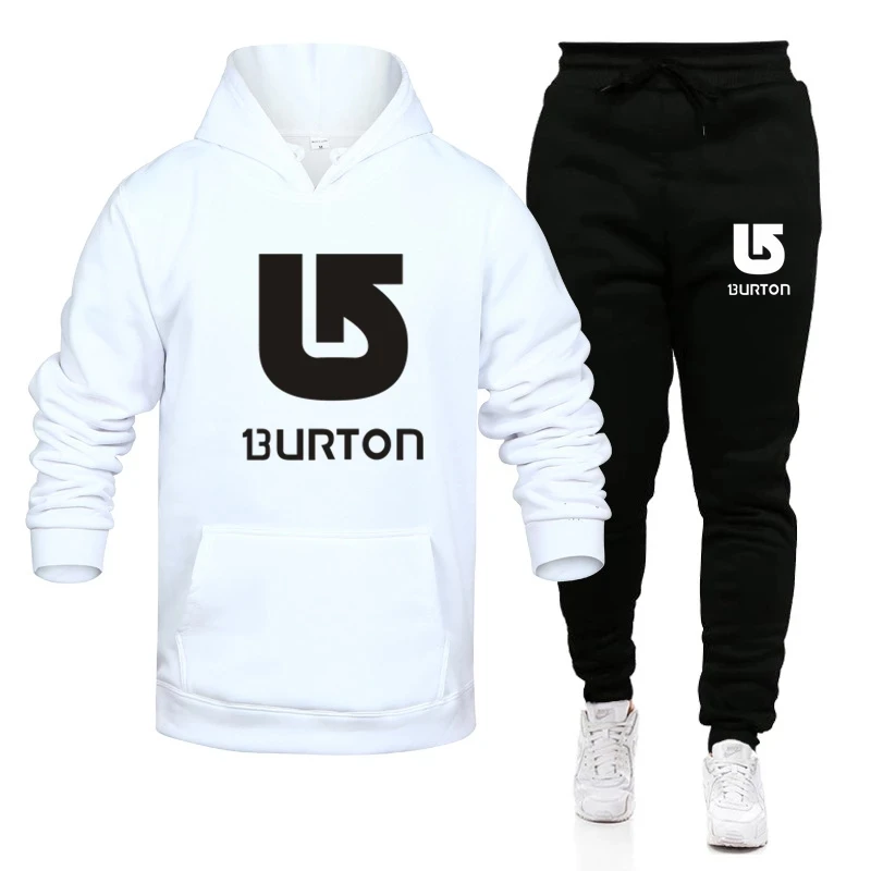 

BURTON Men's Sets Hoodies+Pants Autumn Winter Hooded Sweatshirt Sweatpants Slim Fit Men Set Hoodie Pant Hip Hop Pullover Hoody