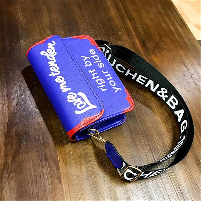 Модная женская сумка контрастного цвета с широким ремешком на плечо, сумка через плечо с буквенным принтом, сумка через плечо из полиуретана, женская сумка с клапаном