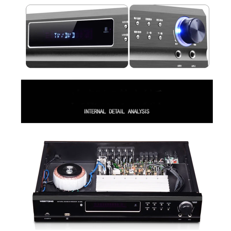 KYYSLB AV-985 650 Вт 220 В 5,1 канал 4,0 Bluetooth усилитель для домашнего кинотеатра аудио высокой мощности Fever Ktv усилитель караоке с USB