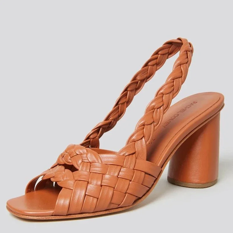 

Summer New Fashion Women's Sandals Hot Sale Open Toe Cross Braided Word Buckle Hollow Hhigh Heel Shoes Rome Sandals