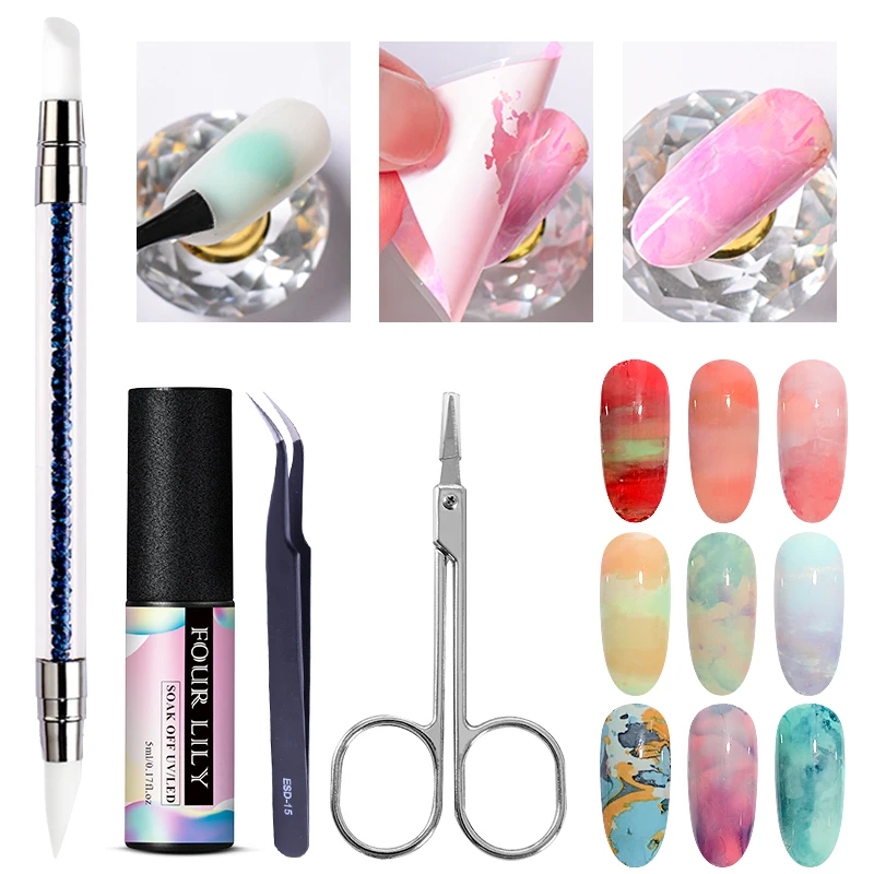 Наклейка для ногтей Четыре лилии клей звездное небо наклейка переводной слайдер