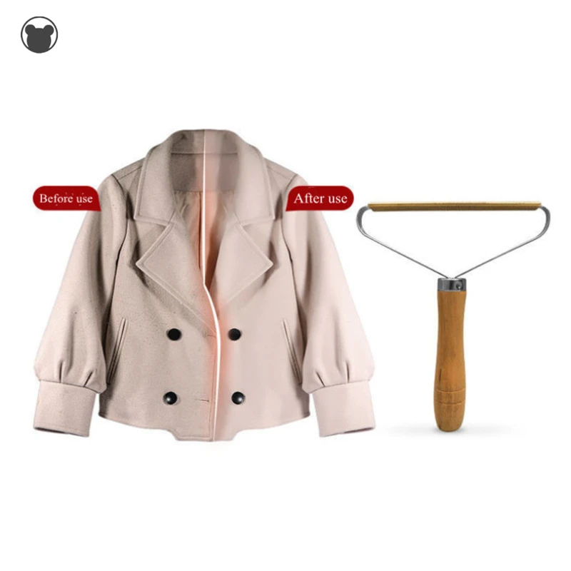 

Double Sided Manual Clothes Lint Remover Fabric Shaver Wooden Handle Stripper Coat Hair Ball Depilator Woven Coat Sweater Shaver