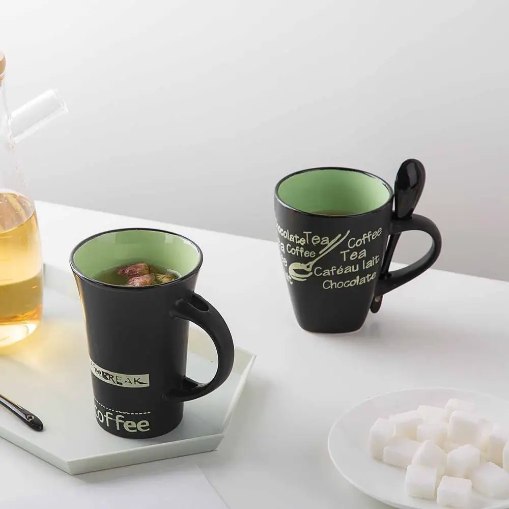 1 шт. простая керамическая кофейная чашка с ложкой креативная индивидуальная