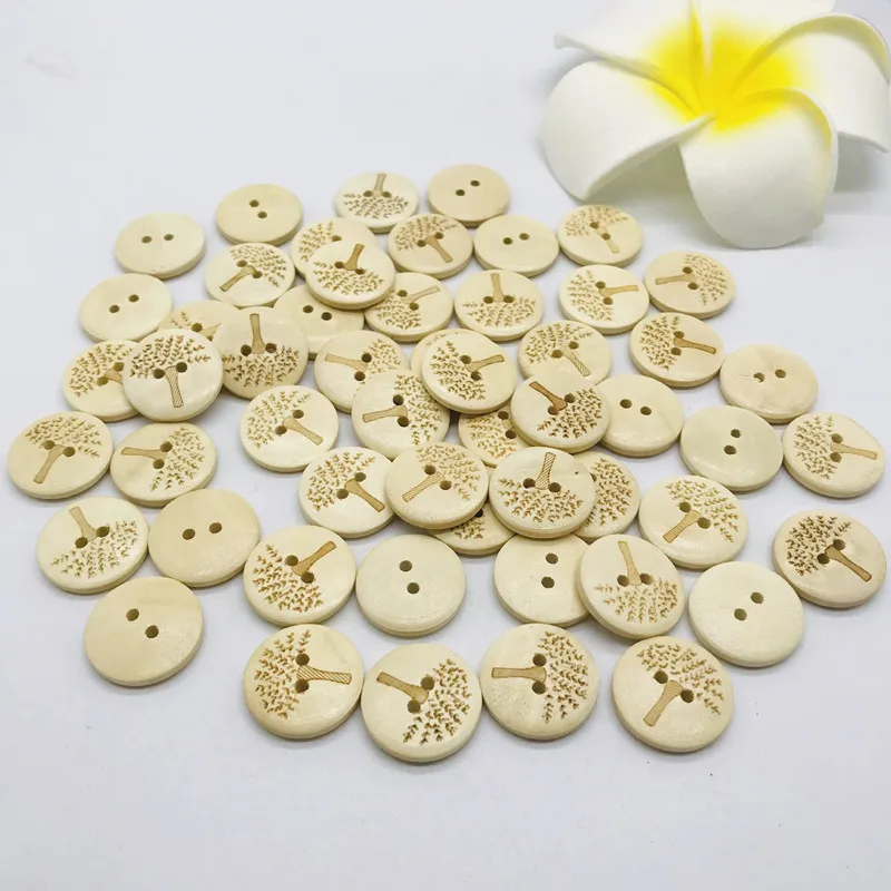 200 шт. круглые деревянные пуговицы с двумя отверстиями 20 мм | Дом и сад