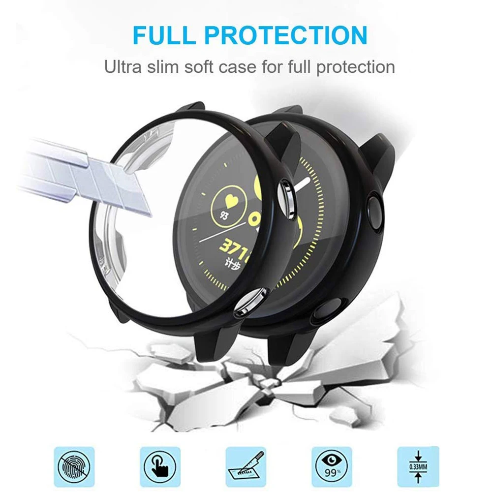 Чехол для samsung galaxy watch active 2, 40 мм, 44 мм, бампер с полным покрытием, Мягкий ТПУ силиконовый защитный чехол для экрана galaxy active