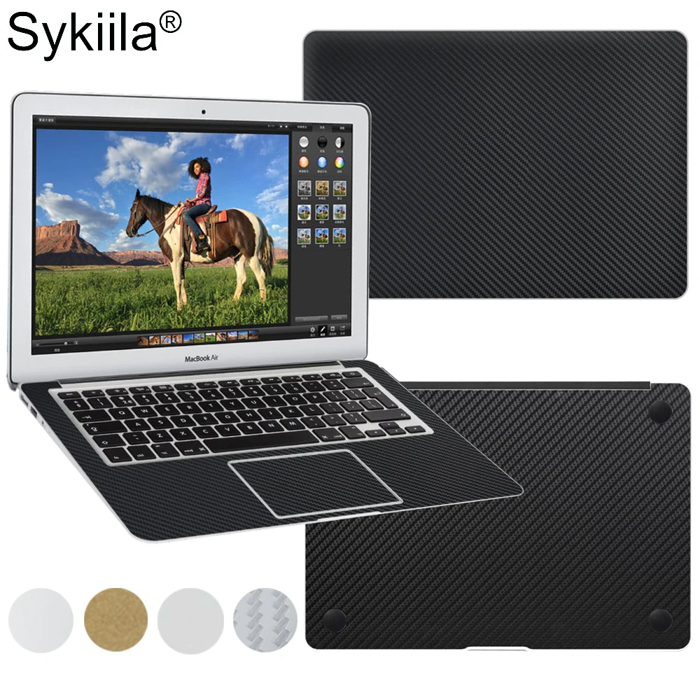 Sykiia для Macbook кожи из углеродного волокна Air 11 13 Pro 13 15 16 retina 12 крышка всего тела Защитная Наклейка Виниловая наклейка серебро