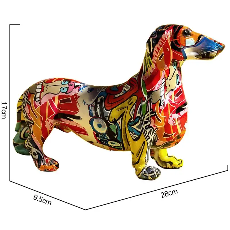 

Painted Colorful Dachshund Dog Statue Decoration Creative Home Modern Wine Cabinet Office Decor Desktop Crafts