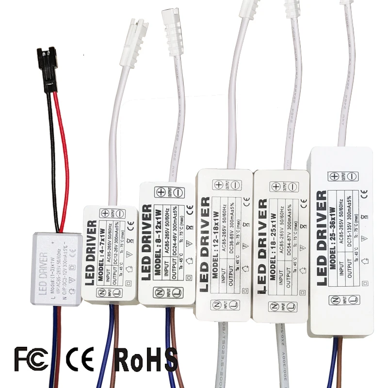 

LED Driver 300mA 1W 3W 5W 7W 12W 18W 20W 25W 36W For LEDs Power Supply Unit AC85-265V Lighting Transformers For LED Power Lights