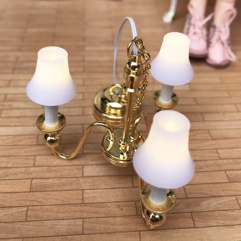 

1/12 Dollhouse Miniature LED Ceiling Light Chandelier Model Bedroom Furniture 87HA