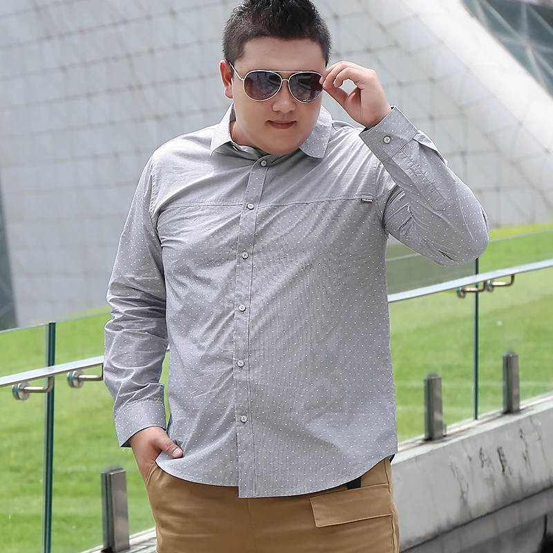 100% хлопок мужская рубашка большого размера на пуговицах плюс блуза с длинным