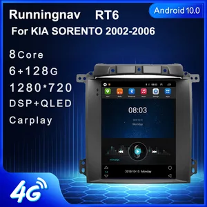 Мультимедийный проигрыватель для автомобиля, 4G LTE, Android 10, для KIA SORENTO 2002, 2006, тип Тесла, стерео, DVD, навигация, GPS, радио