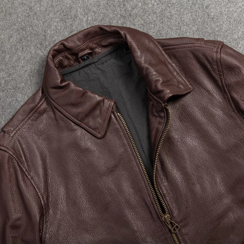 

Dark Brown 2020 Men American A2 Pilot Leather Jacket Plus Size XXXXL Genuine Sheepskin Autumn Military Aviator Leather Coat