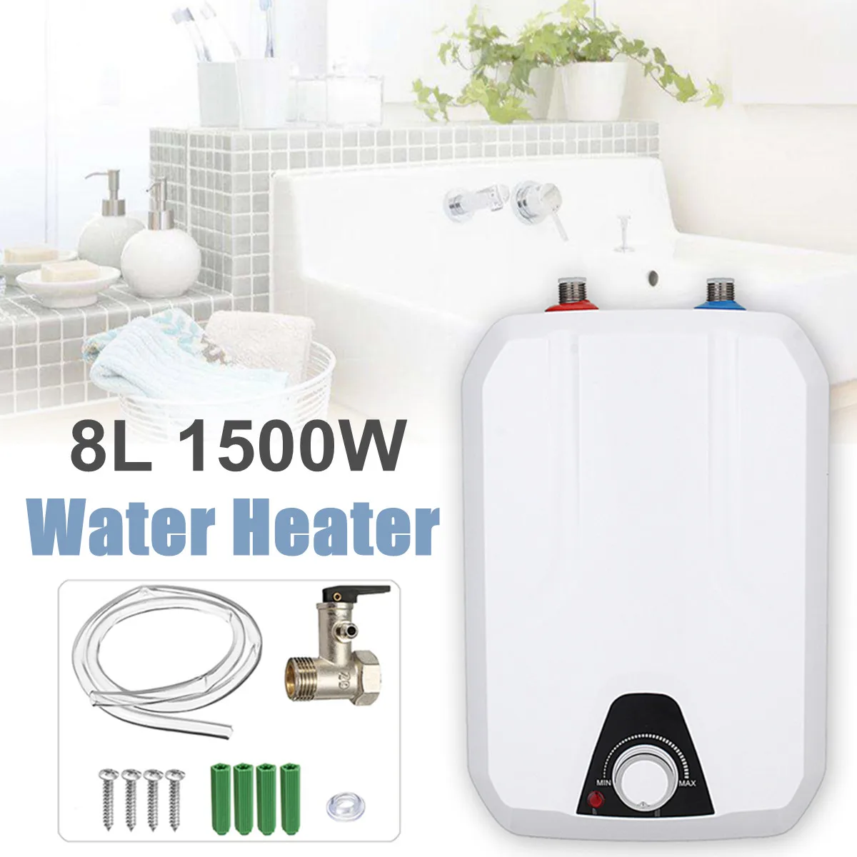 

8L 1500W Home Electric Tankless Hot Water Heater Instant Heating System Instantaneous Water Heater Hot Shower Fast Heating