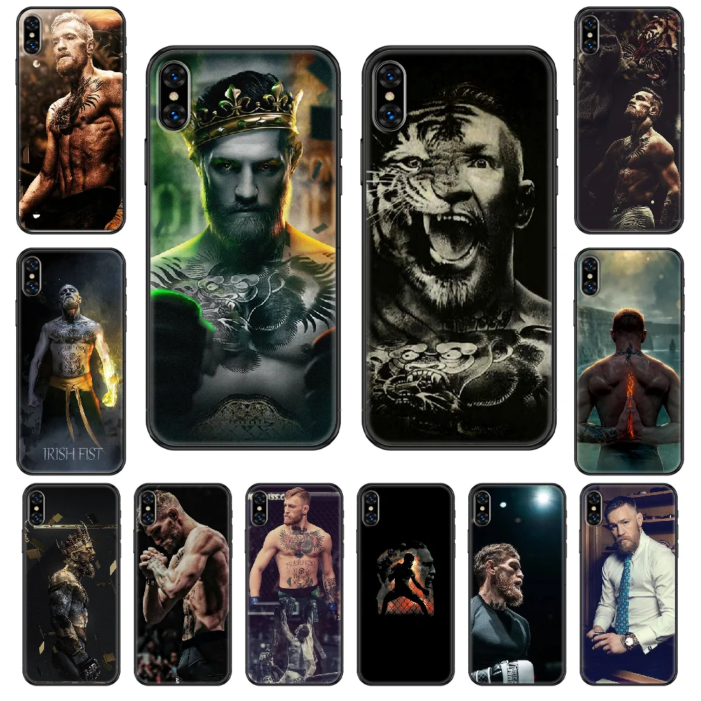 Боксерский чехол для телефона Conor McGregor iphone 4 4s 5 5S SE 5C 6 6S 7 8 plus X XS XR 11 PRO MAX 2020 черный
