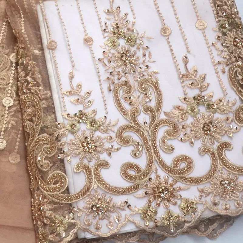 Простой Золотой Тюль кружевная ткань супер качество Африканский шнур