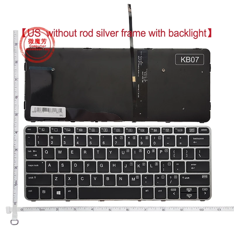 

US NEW Laptop Keyboard For HP 820 G3 725 G3 828 G3 G4 Silver No lever No backlight English laptop