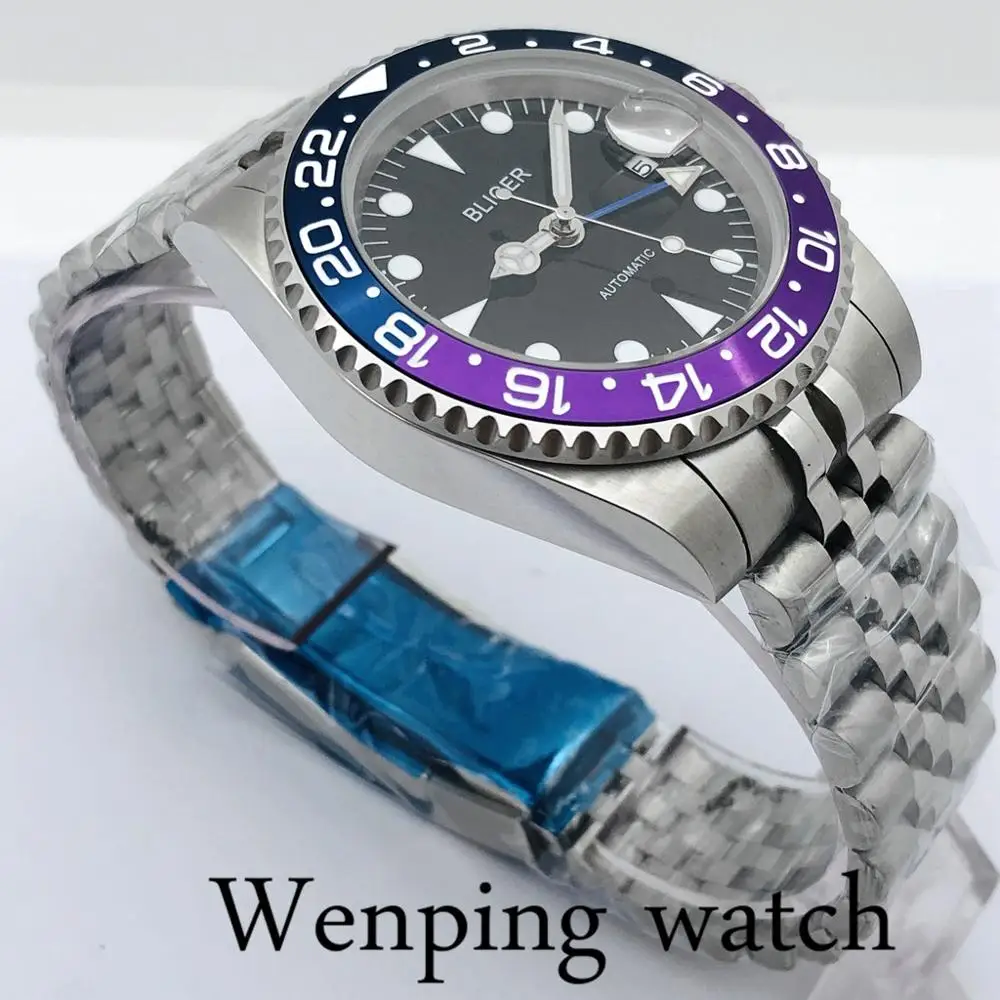 Bliger 40 мм мужские новые стерильные GMT механические часы с сапфировым стеклом