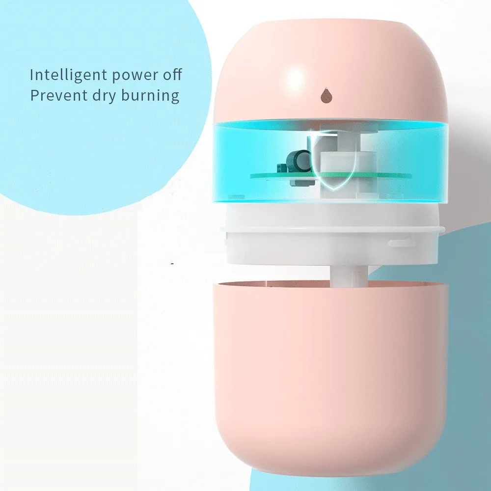 220ML New Portable USB Small Water Drop Ultrasonic Spray Humidifier Mini Colored Lights Desktop Atomizer For Car Home Office |
