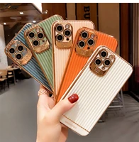 luxury stripe electroplated gold plated silicone clear cover phone cases for iphone 12 mini 11 pro max 8 7 plus xs x xs max xr
