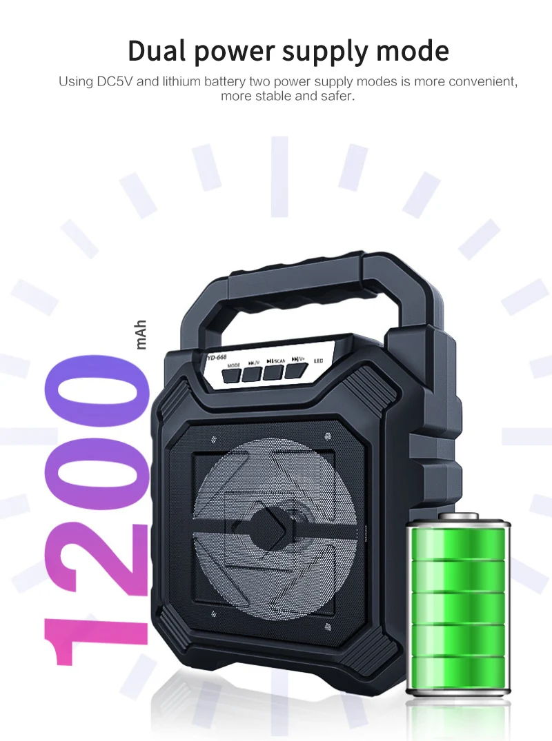 Высокомощный беспроводной Bluetooth-совместимый динамик водонепроницаемый стерео