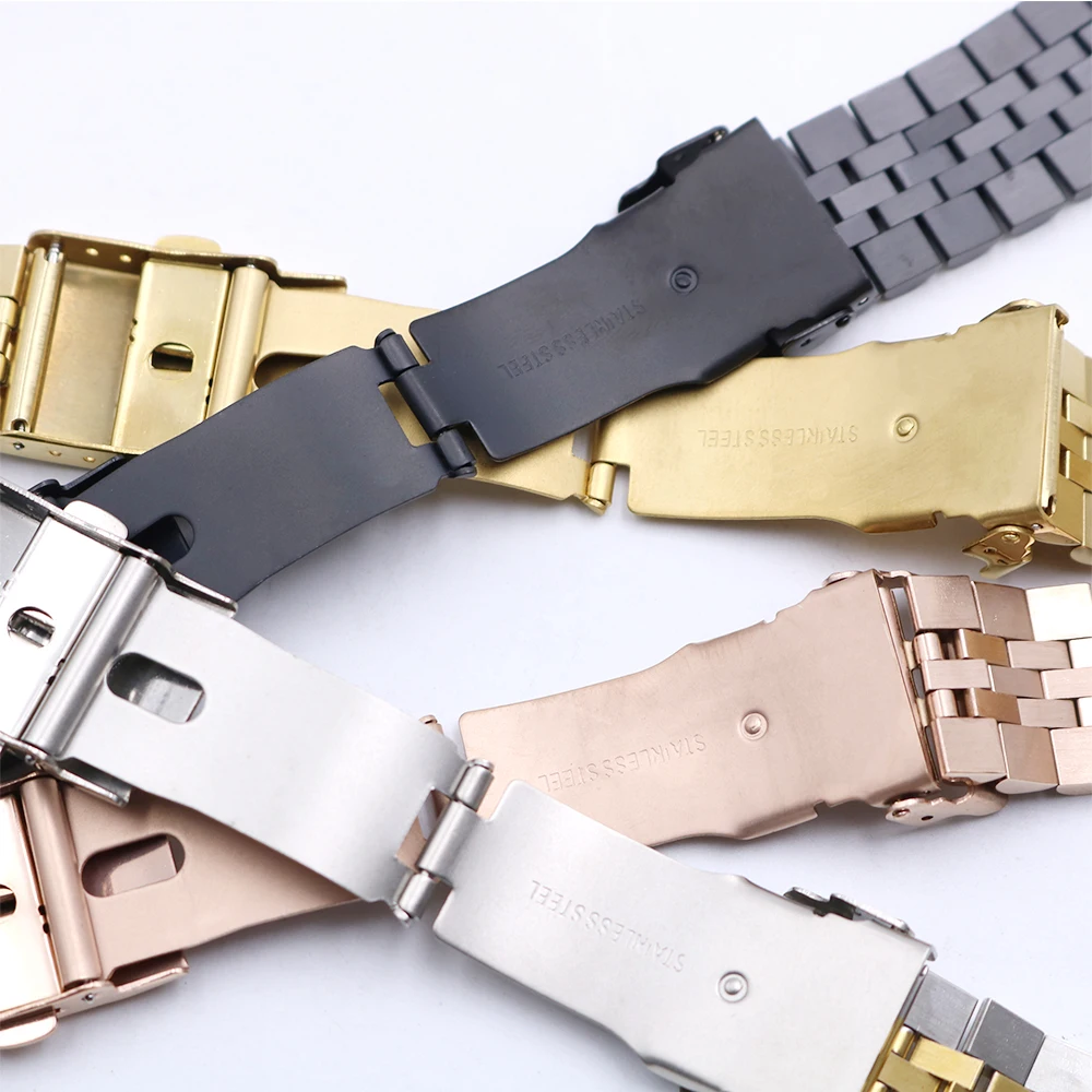 Rolamy Watch Band Strap 19 20 22mm 316L Hollow Curved End Solid Screw Links Replacement Bracelet For Seiko Wholesale Watchband