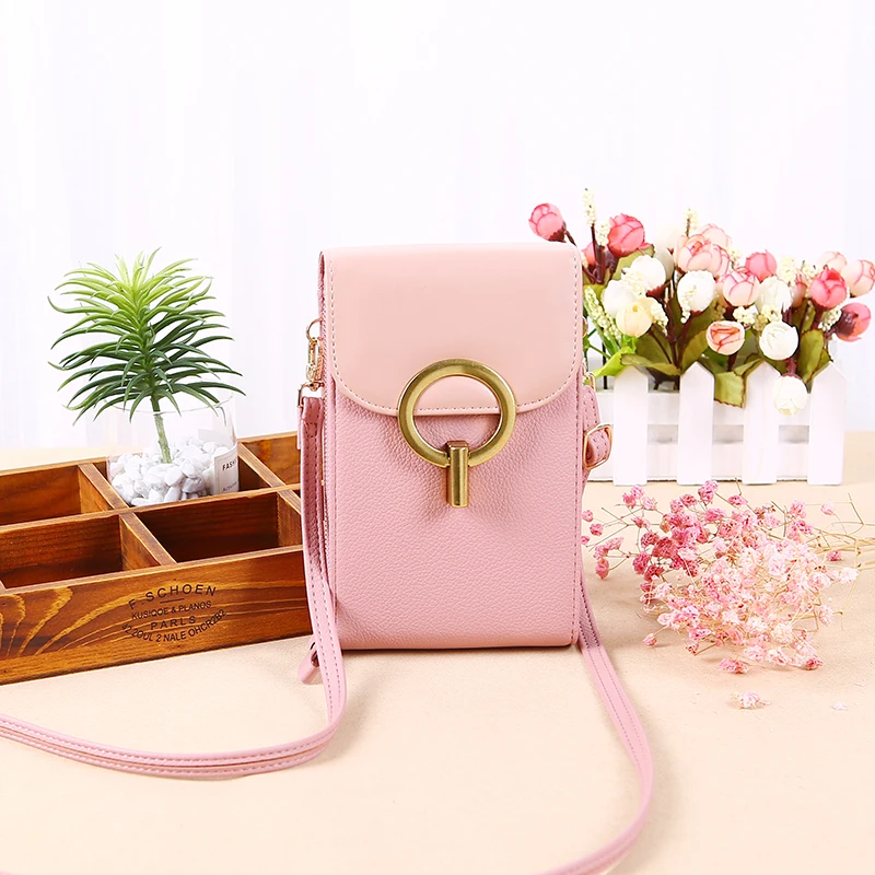 

Korean Stlye Women`s Bag Metal Button Crossbody Bag PU Leather Ultra-Thin Female Card Purse New Lady Phone Mini Shoulder Bag