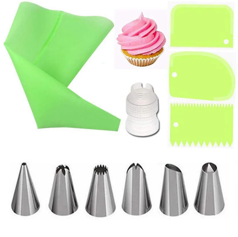 

11Pcs/Set DIY Icing Piping Nozzles Silicone Pastry Bag Cake Decorating Tools Piping Cream Scraper Reusable Kitchen Accessories
