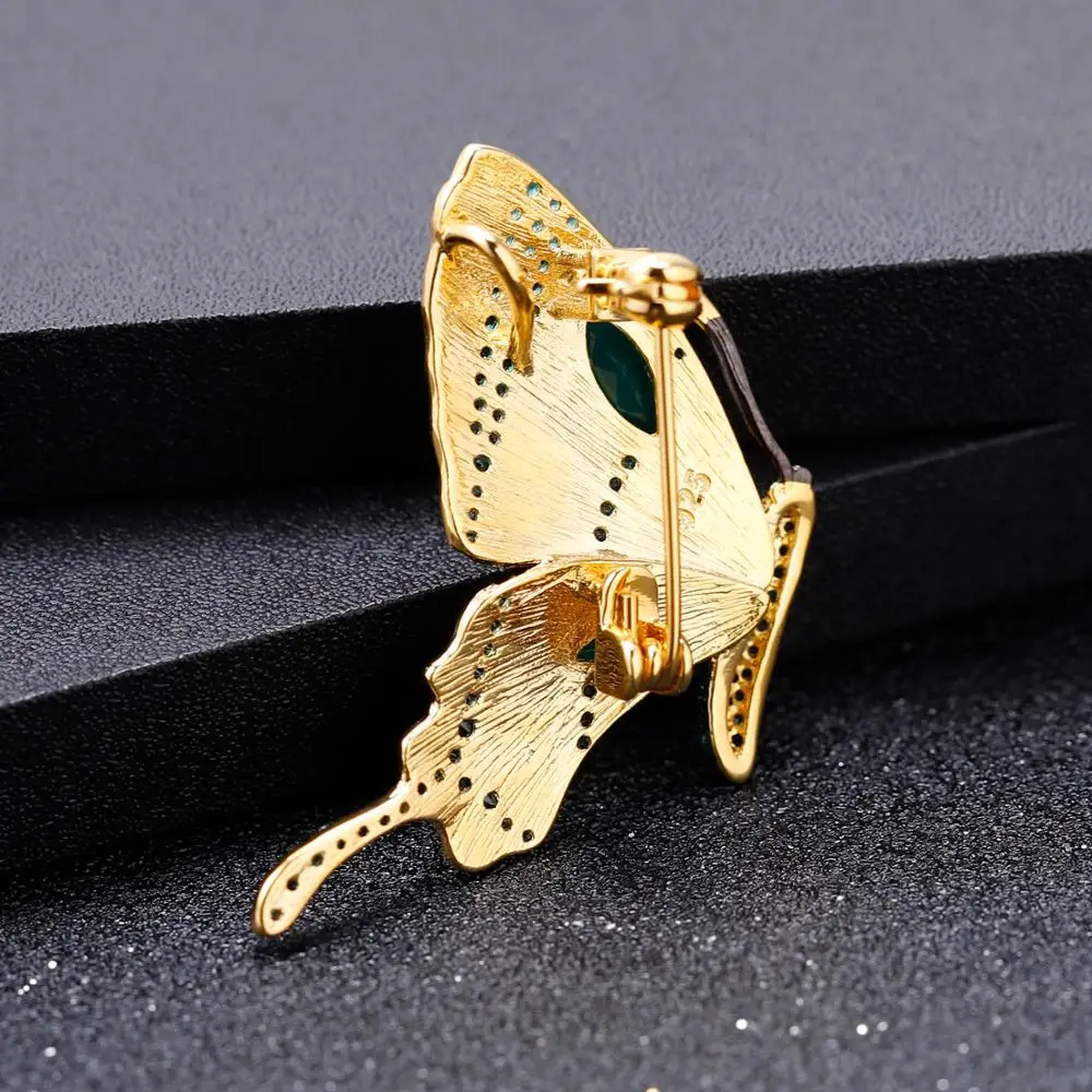 Женская Брошь с голубым сапфиром GEM'S BALLET Золотая подвеска-бабочка ручной