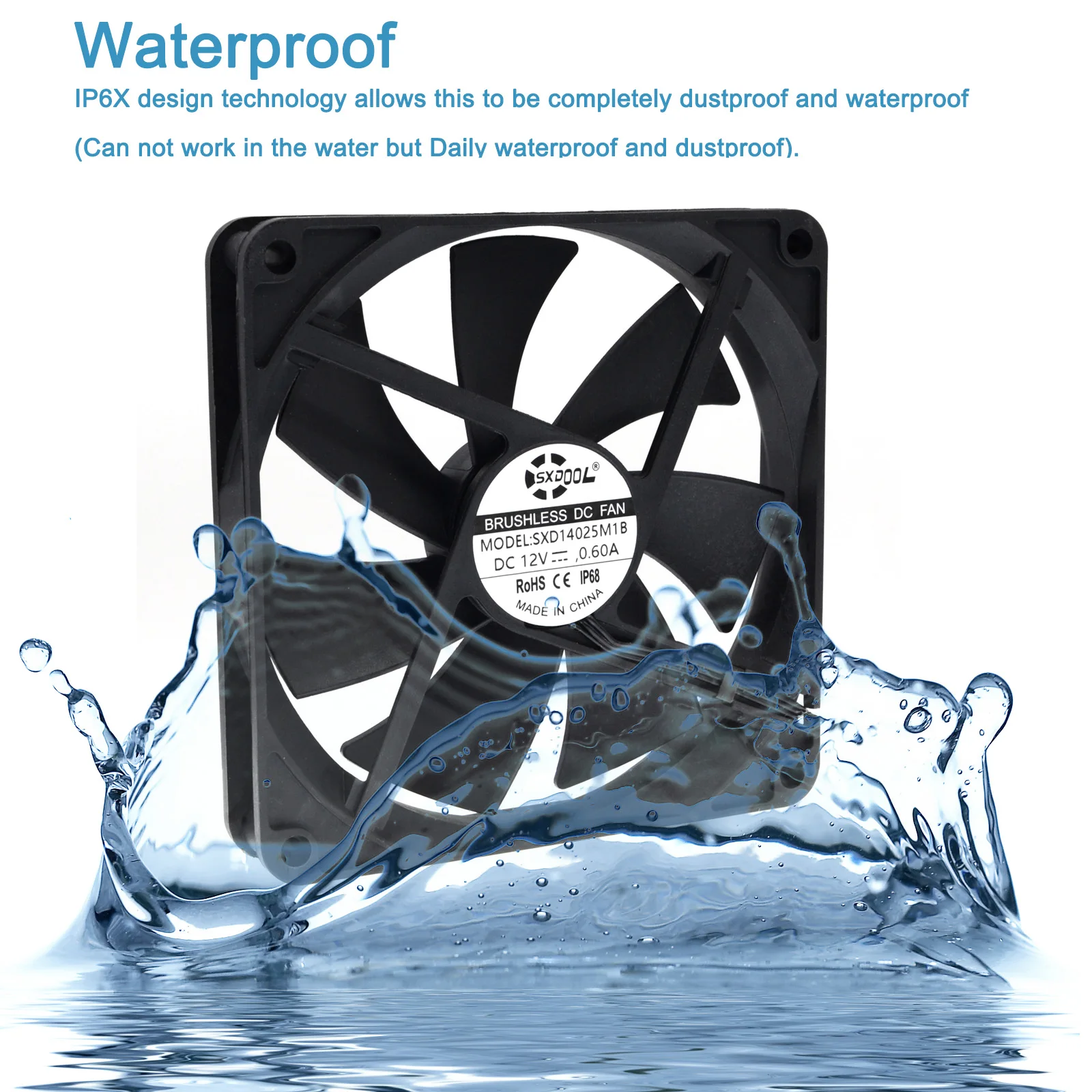 

140mm 14cm Computer Case Cooling Fan PC Waterproof Dustproof,2900RPM 140X140X25mm Dual Ball 12V,High Speed IP68 Cooler