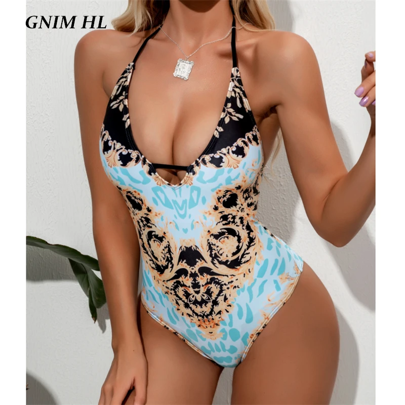 Женский купальник бикини GNIM с принтом пикантный бандажный купальный костюм